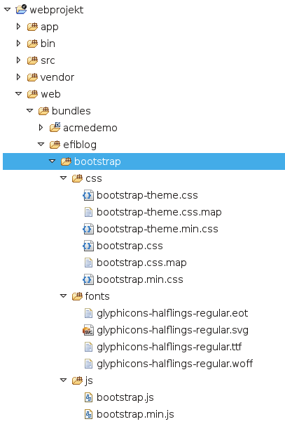 bootstrap framework im ordner web platzieren